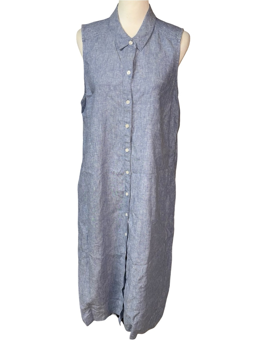 Tommy Bahama Two Palms Linen Shirt Dress Sleeveless Button-Front Chambray Sz XL